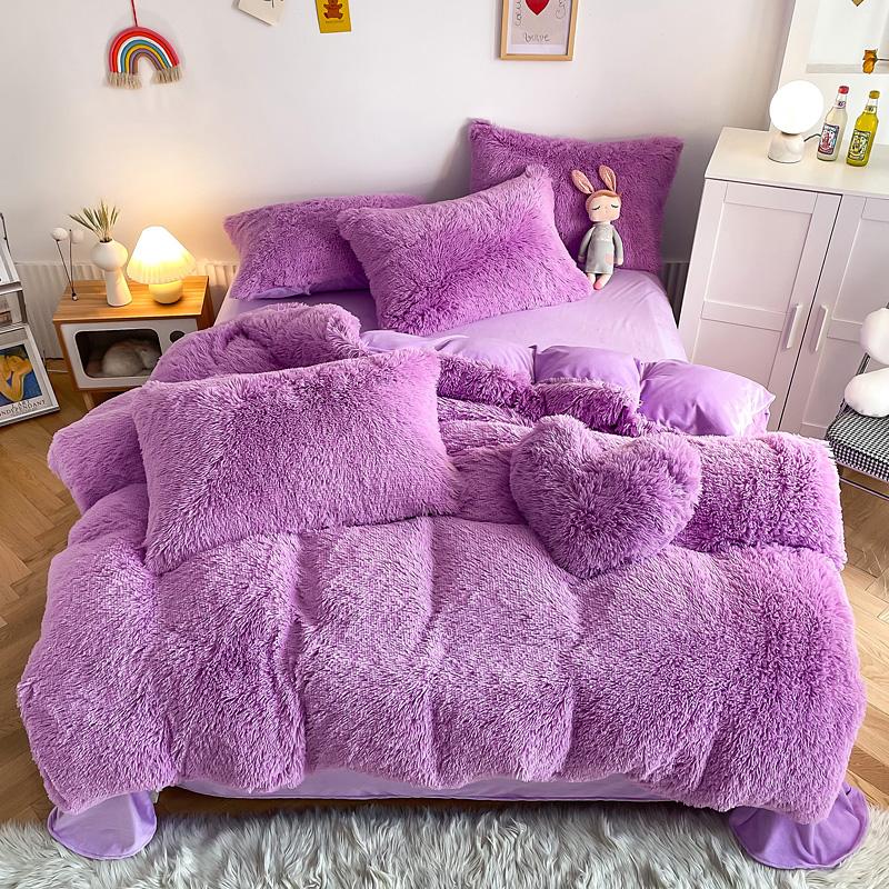 Comforter 3/4Pcs Warm Bedding Set Mink Velvet Shaggy Super Soft Coral Fleece Bed Sheet S