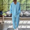 2026 Men's V-neck Casual Sports Suit: Spring/Autumn Loose Long Sleeve & Pants Set