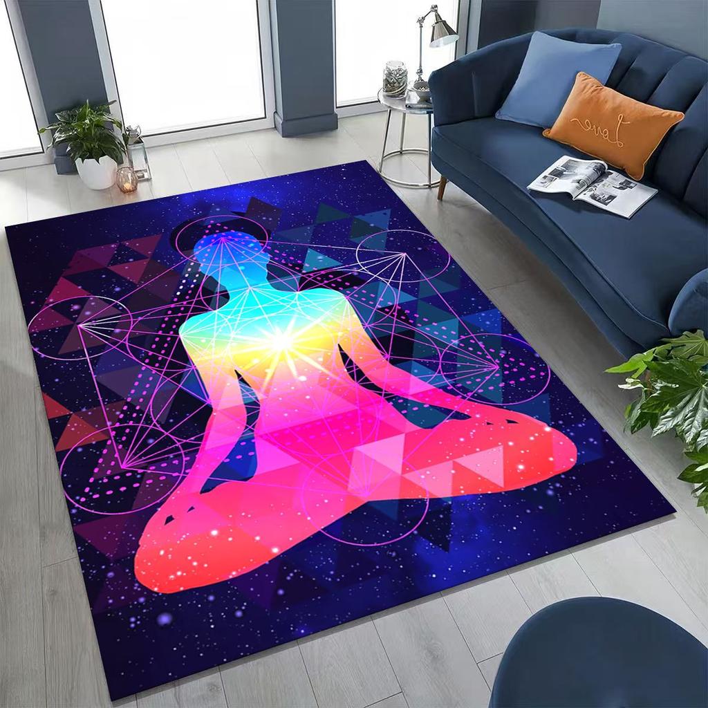 Bohemia Yoga Chakra Mandala Spirit Meditation Rug for Bedroom Living Room Sofa Home Doormat Decor,Large Kids Non-slip Floor Mat