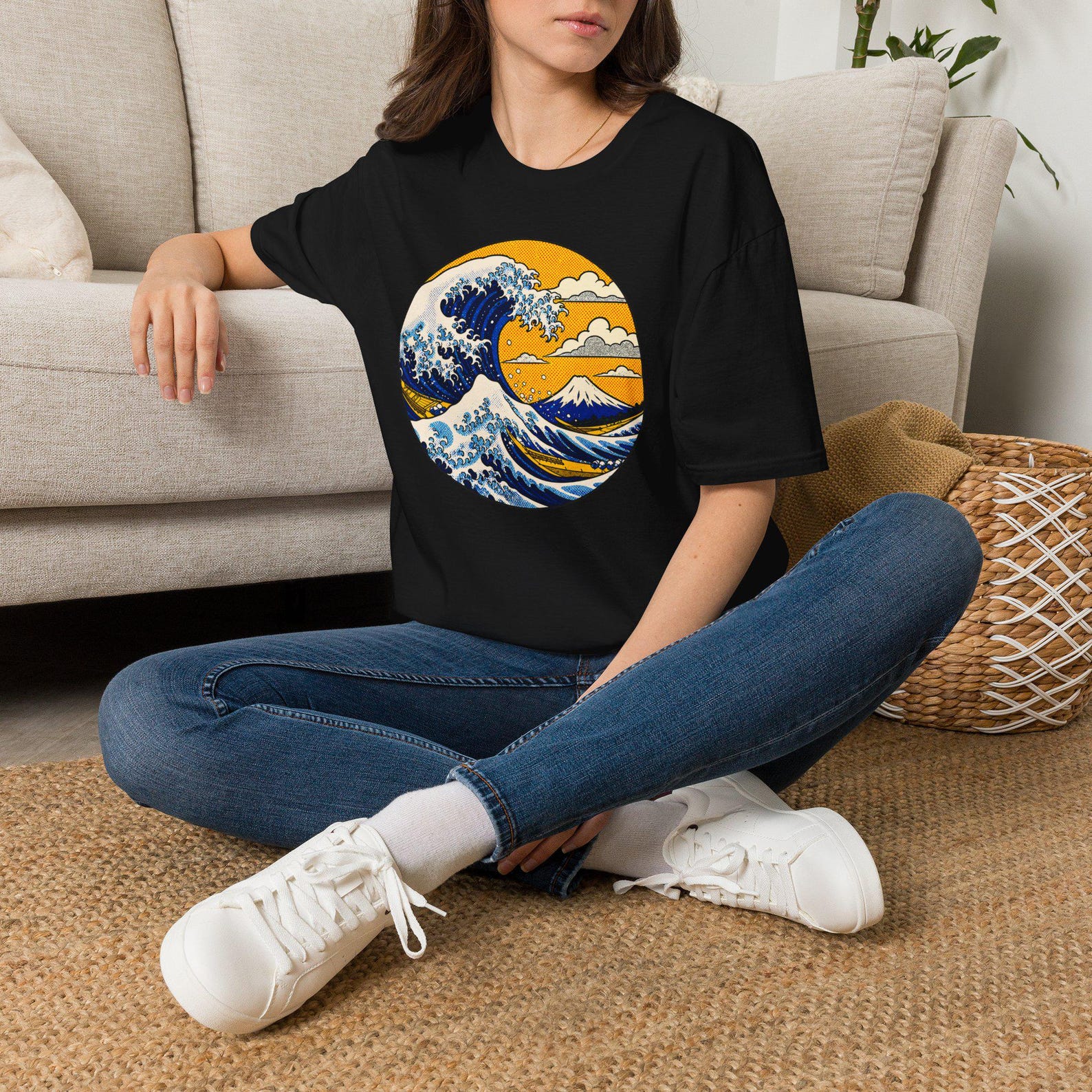 Halftone Sun Lite Tee | The Great Wave Series XXIX | Retro Comic Wave Shirt | Yellow Sunrise Graphic Tee S