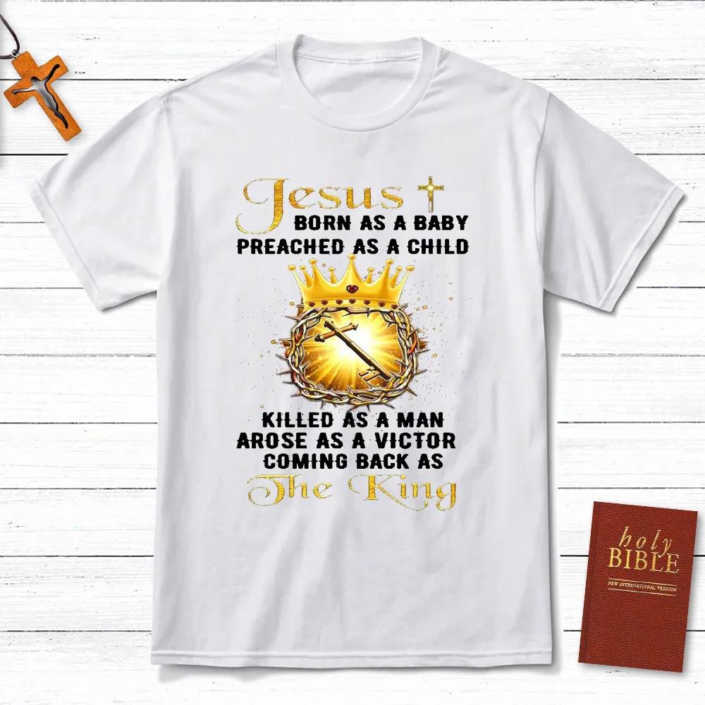 Jesus Coming Back As The King TShirt Mens and Womens Short Sleeve Cotton Tees Shirt Men Clothing Summer Blouse Oversize Tops
