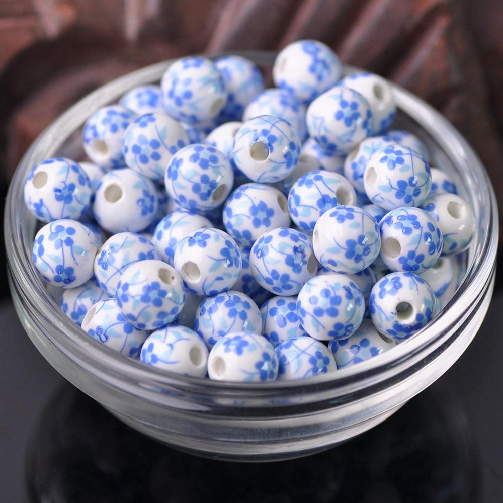 

20 шт. Круглые бусины-разделители из керамического фарфора с цветочными узорами, 10 мм, 12 мм, лот для DIY поделок, браслетов, аксессуары для изготовления ювелирных изделий 10mm-20pcs