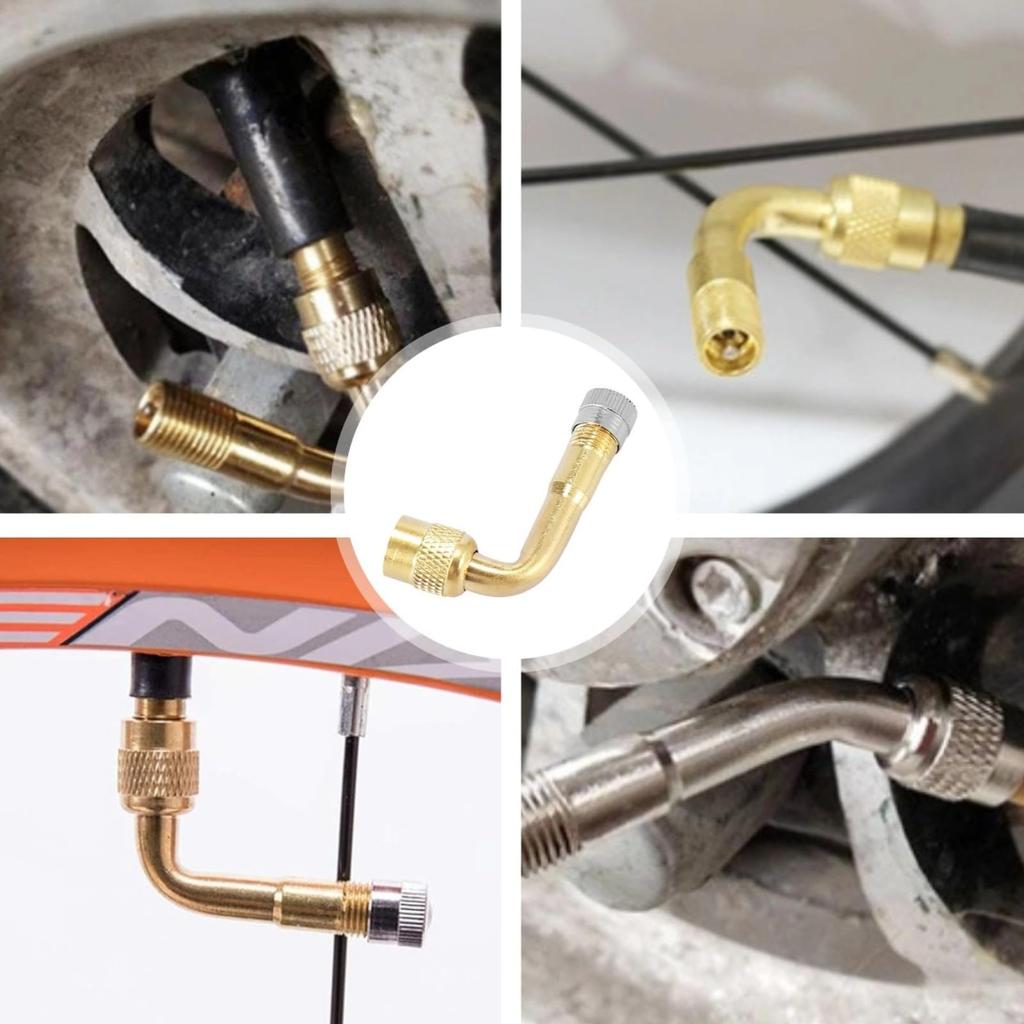 Itisyou Bike Air Valve Air Inflation Adapter, 90° Extension, L-Shape, Air Valve, For Motorcycles, Two Wheels, Small Diameter Wheels, Etc