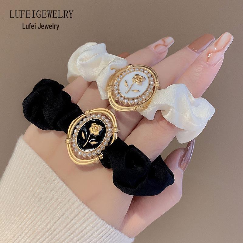

Parisian Rose Elastic Hair Ring - Elegant French Bun Accessory for Women