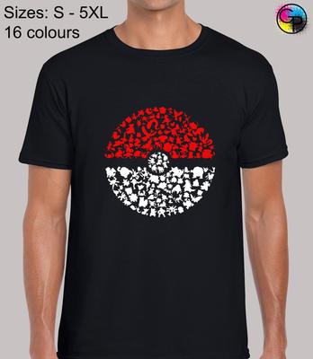 Fang sie alle Taschenmonster inspiriertes Neuheit Regular Fit T-Shirt Top Tee für Männer