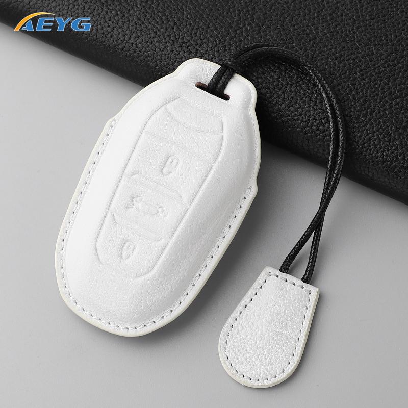 

Leather Car Key Case Cover Shell Fob Holder For Peugeot 308 408 508 2008 3008 4008 5008 For Citroen C4 C6 C3-Xr Accessories