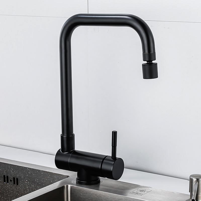 304 stainless steel kitchen sink faucet with hot and cold rotating folding double rotating sink mixing valve bathroom faucet