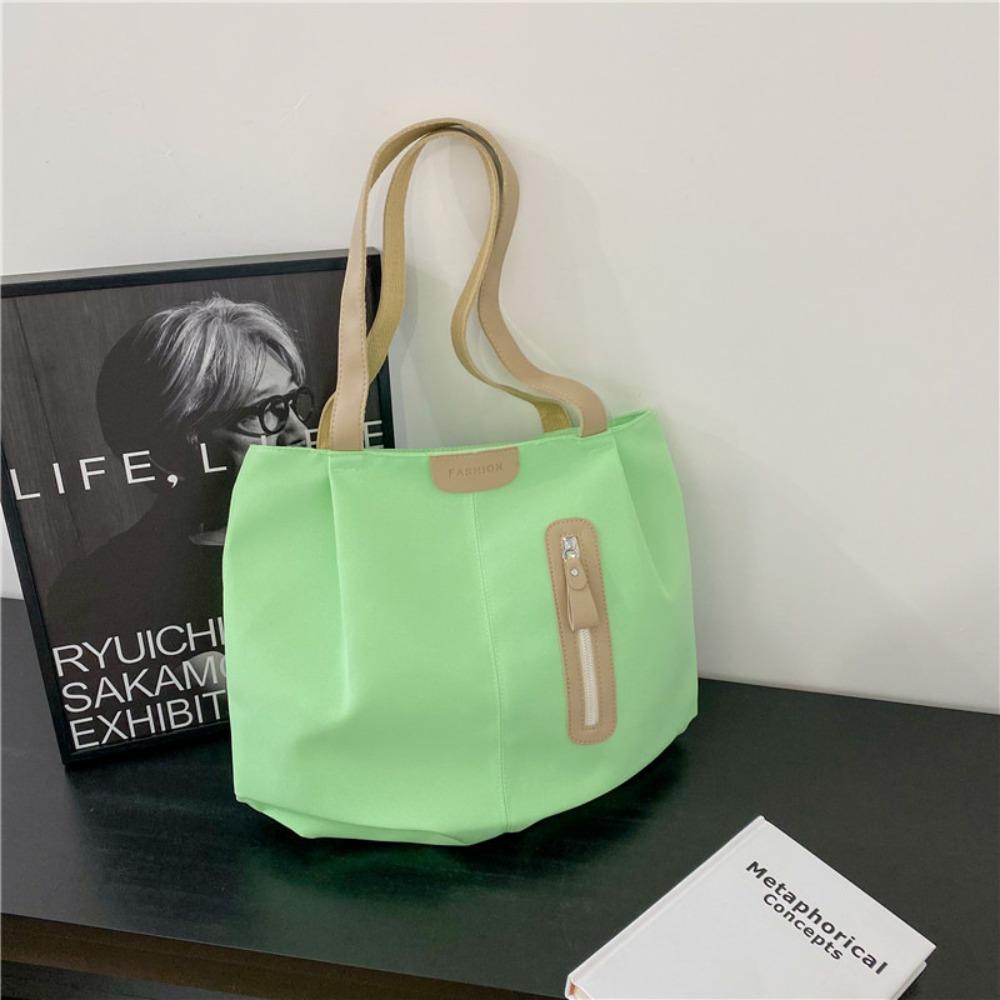 Large Capacity Solid Color Shoulder Bag Korean Style Solid Color Vacation Tote Bag Office Worker Tote Lightweight Eco Bag