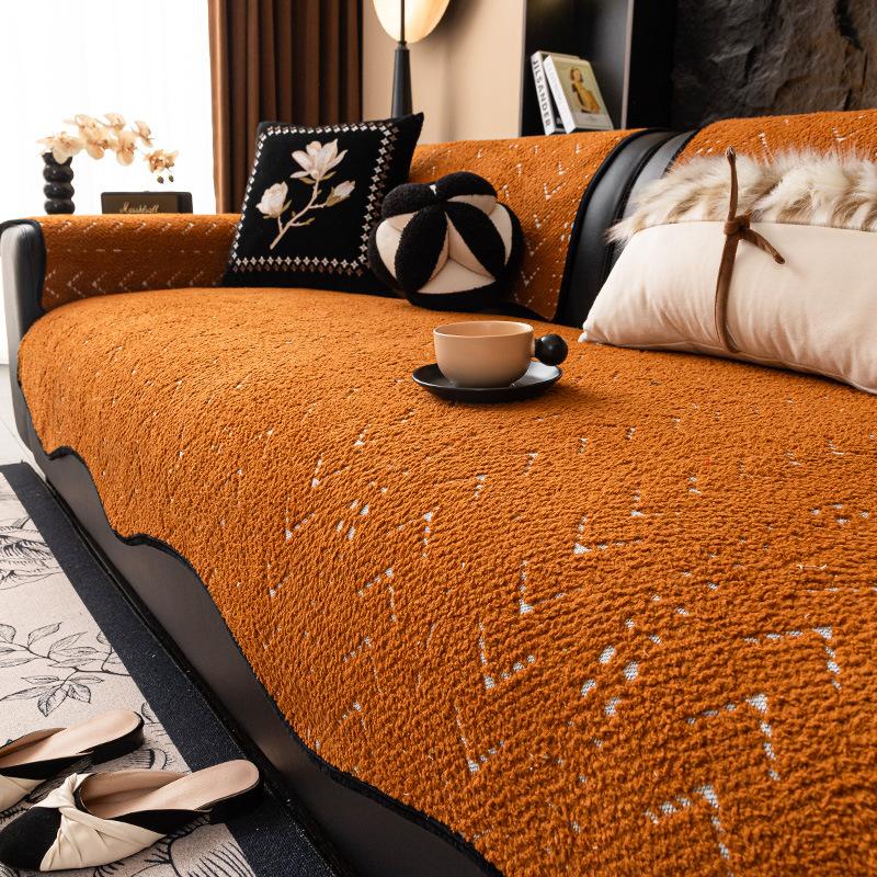 

Light luxury premium sofa cushion fixed non-slip straight row leather sofa seat cushion universal in all seasons 2025 new cover towel 30 * 50 Waist Pillowcase