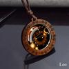 12 Constellation Necklace Starry Sky Zodiac Round Glass Wood Pendant Necklace Birthday Gift Couples Jewelry