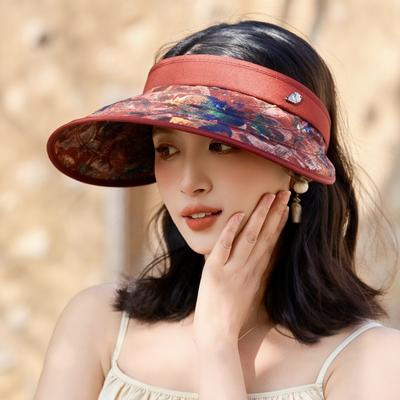 Temperament Design Sense Big Eaves Hairpin Empty Top Sun Hat Outdoor Travel Anti-Uv Face Small Sun Hat