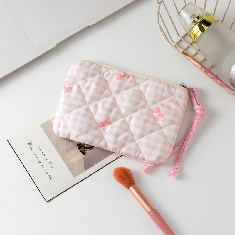 Plic Cosmetic cu Fundă Florală, Geantă Mică Pătrată pentru Machiaj cu Fermoar, Depozitare Portabilă pentru Ruj, Portofel pentru Monede pentru Femei