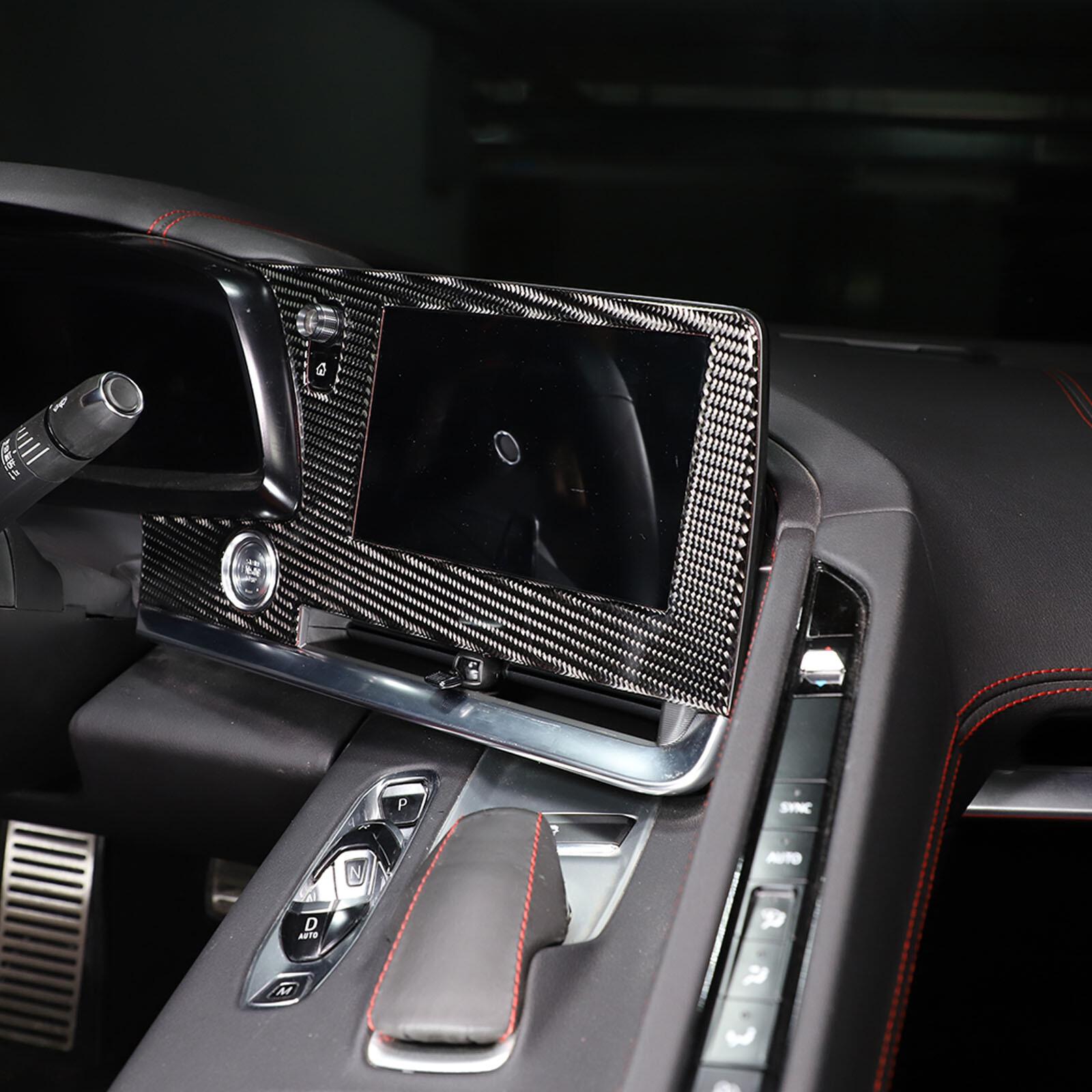 Soft Carbon Fiber Navigation Screen Panel Sticker Trim For Corvette C8 -25