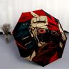 1pc Cyberpunk Mask Automatic Umbrella - 8-Rib Portable Folding Black Iron Frame for Outdoor, Beach, Travel, Beach Umbrella,018