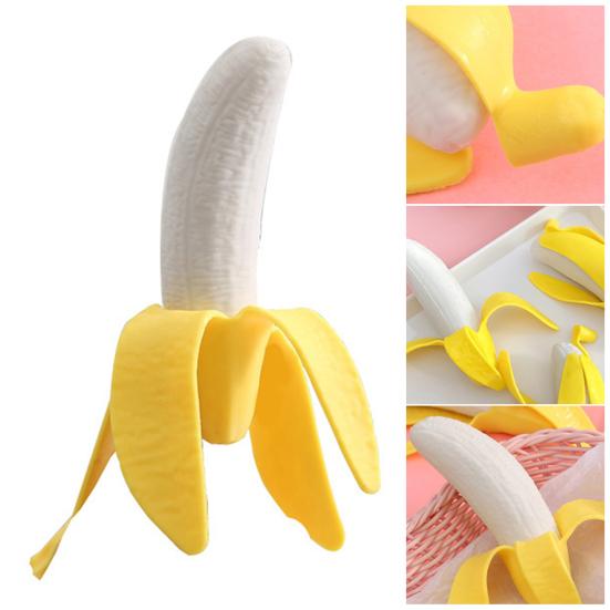 Simulation Peeled Banana Squeeze Toy Stretchy Slow Rebound Corn Fidget Toy Portable Simulated Fruit Vegetable Sensory Toy