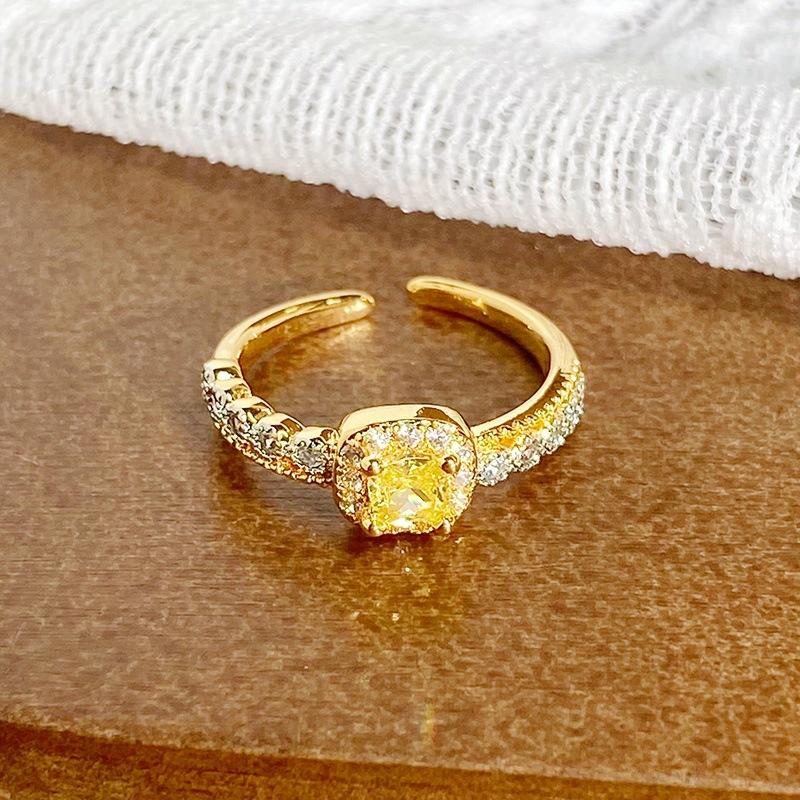 Medieval Vintage Enamel Light Luxury Full Of Diamonds Zircon High-End Sense Opening Ring Niche Ring Woman
