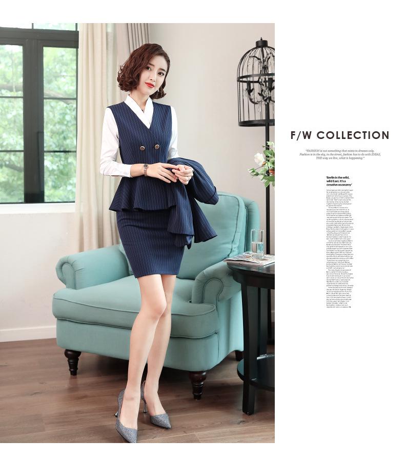 2025 Stylish Luxury Striped Suit Set: Slimming Professional Aviation & Rail Crew Uniform