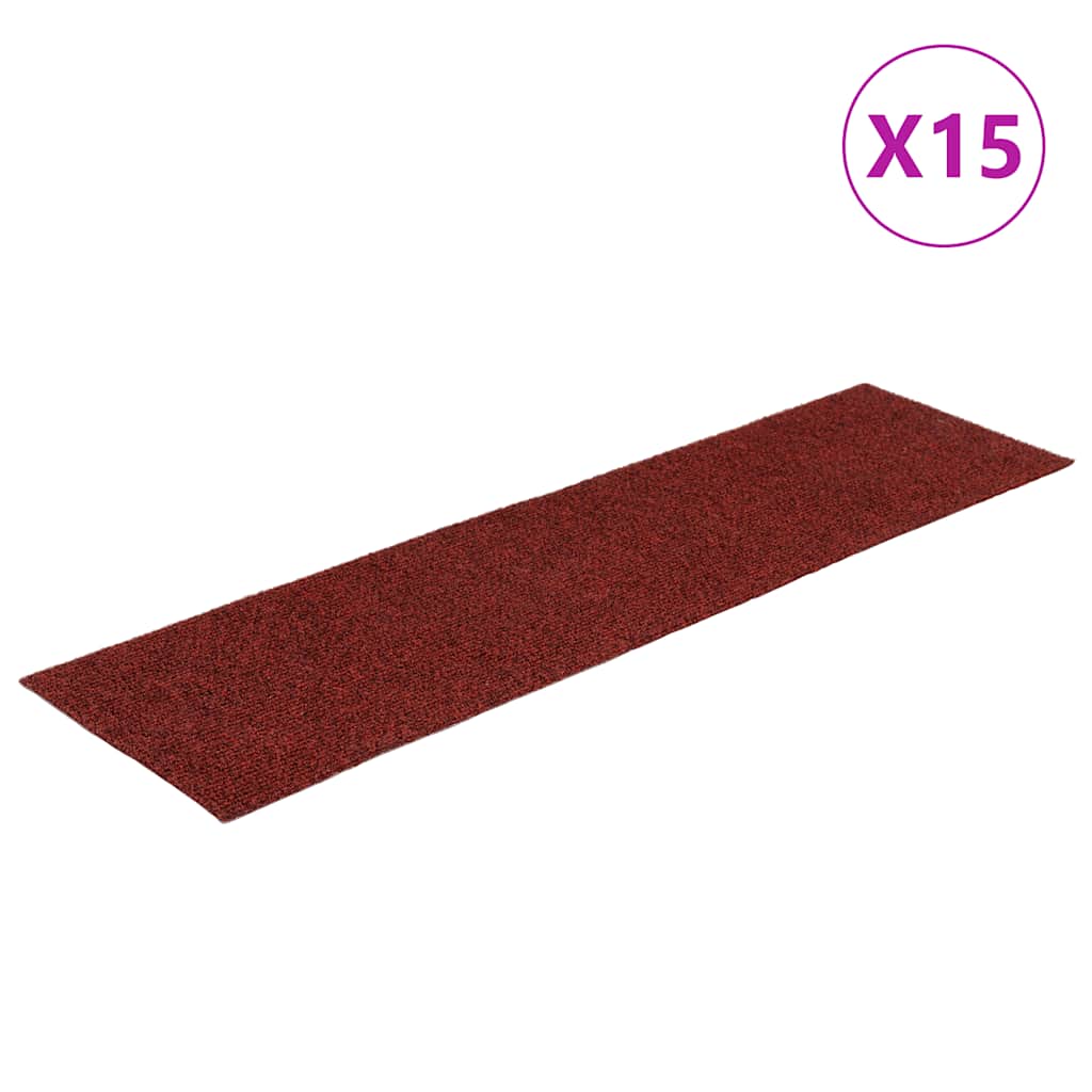 Self Adhesive Stair Treads 15 Pcs 76 X 20 Cm Burgundy Red Rectangular