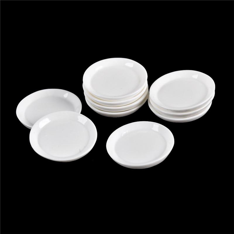 10Pcs Dollhouse Miniature Resin Trays Plates Doll Mini Food Dishes Tableware