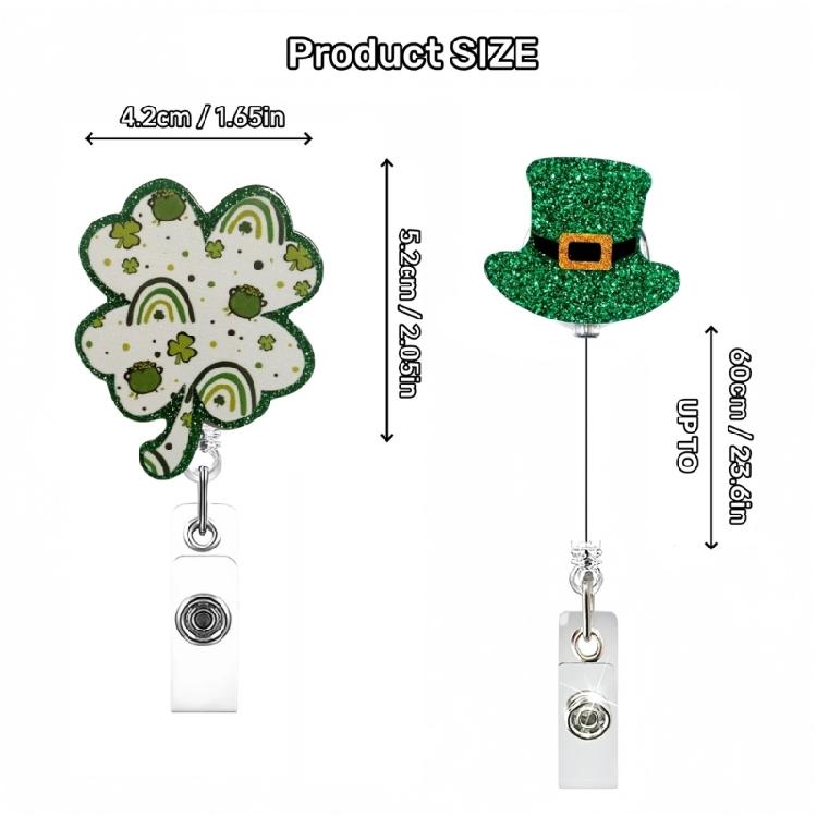 Patrick's Day Badge Holder Retractable Badge Reel with Metal Pocket Clip Doctor Nurse Badge Holder for Office
