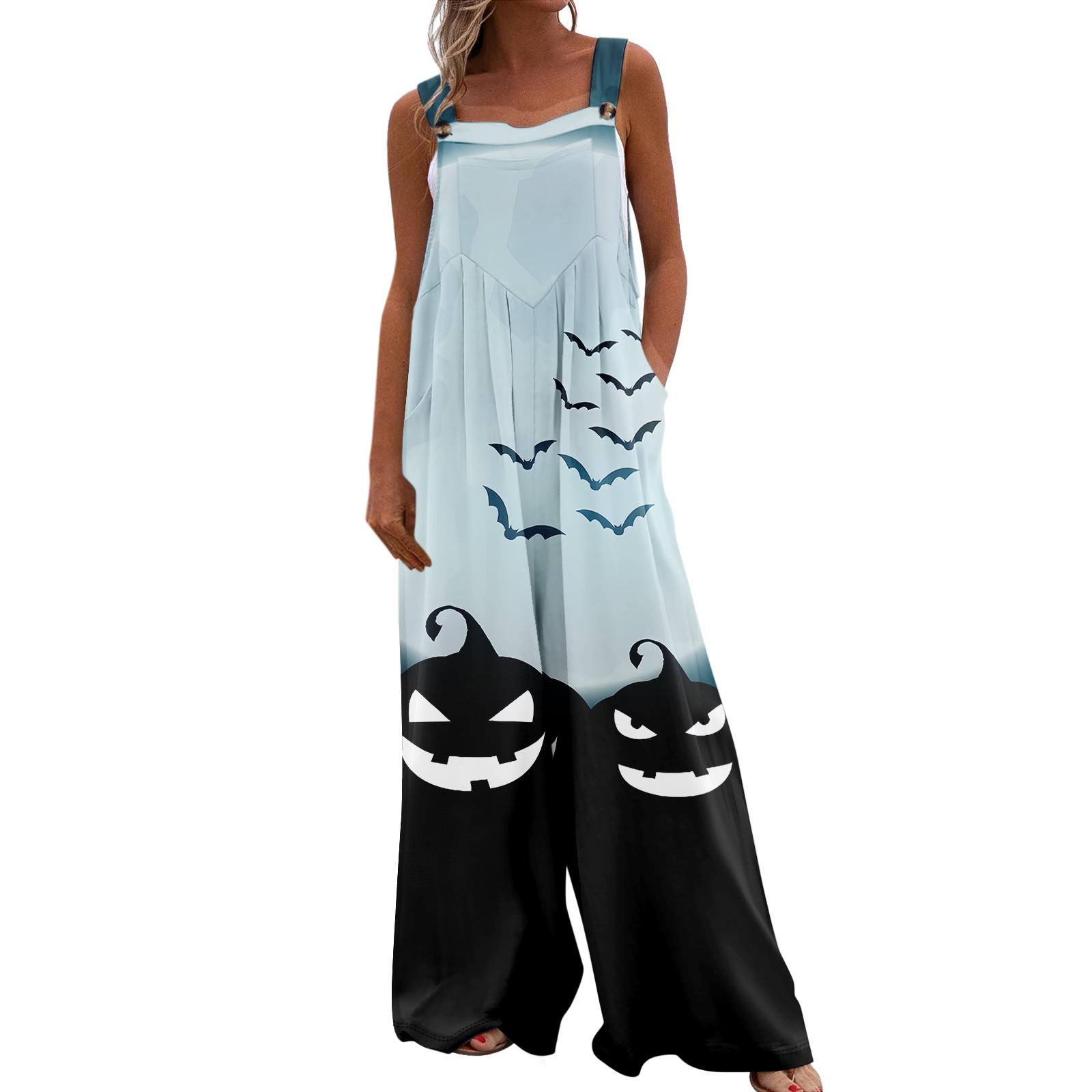 Женский повседневный свободный комбинезон с длинными брюками и пуговицами без рукавов — фото 3