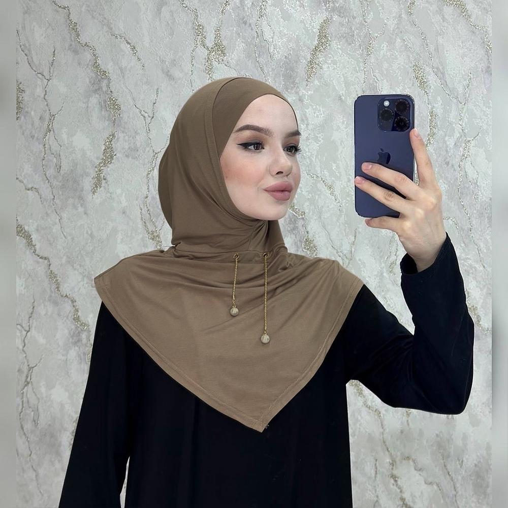XQY500332 Middle Eastern Metal Chain Rhinestone Pullover Hat for Women - Fashion Ethnic Headscarf