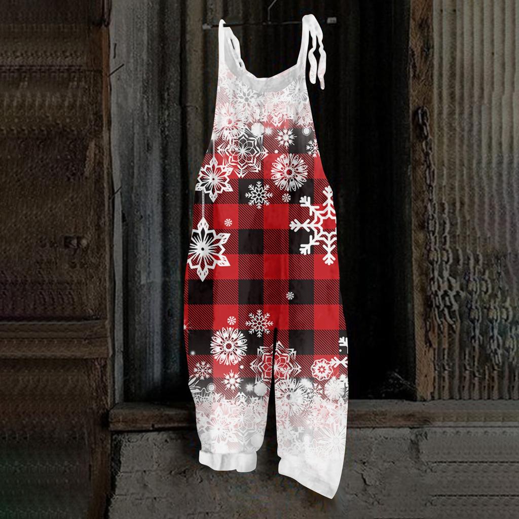 Damen Jumpsuit Halloween Print Lässig Locker Vintage Schulterträger Baumwolle Leinen