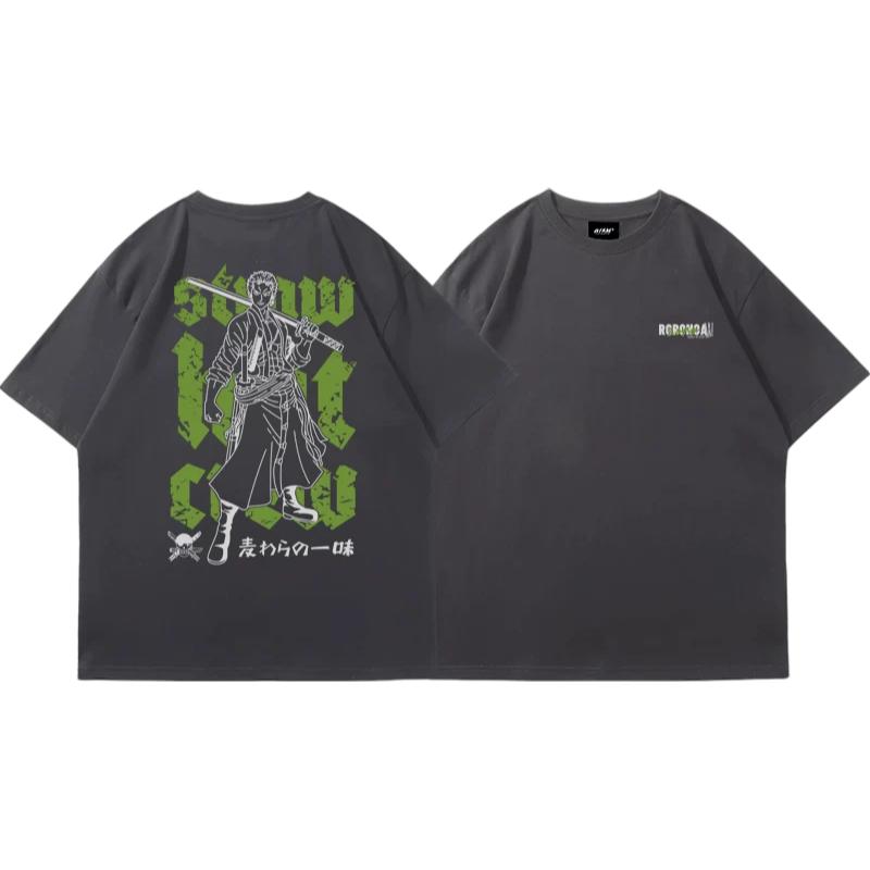 

One Piece Roronoa Zoro Vintage Distressed TShirt Men Women Breathable Cotton Anime Tee Loose Fit Streetwear Short Sleeve S