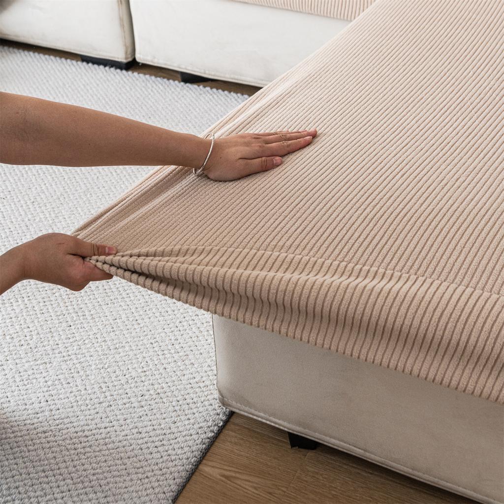 Thicken Stripe Jacquard Stretch Removable Sofa Seat Cushion Cover Washable for Living Room Kids Pets Furniture Protector