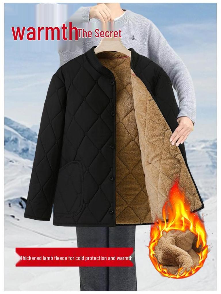 Men's Winter Cotton-Padded Jacket for Seniors - Fleece-Lined, Thickened, Warm, Ideal for Dad or Grandpa