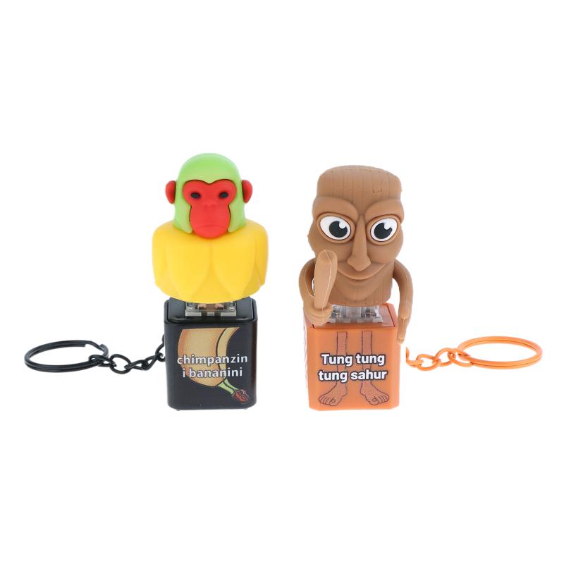 Creative Monkey Keyboard Figure With Voice Decompression Button Keychain Pendant Fun Decompression Toy