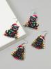Cute Christmas Hat Cat Colorful Lamp Earrings for Women Lovely Cartoon Black Kitten Drop Earring Party Jewelry Xmas Gifts