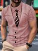 Men's 3D Fake Suit Print T Shirt With Pinstripe Blazer, Shirt And Tie Design Casual Funny Men Women Business T-shirt Clothing