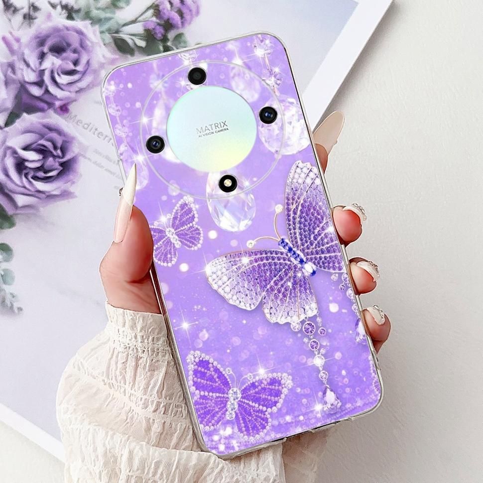 For Honor X9b 5G Case Flowers Butterfly Painted Cover Soft Silicone Casing For Honor X9 X9 b HonorX9b 5G Phone Case