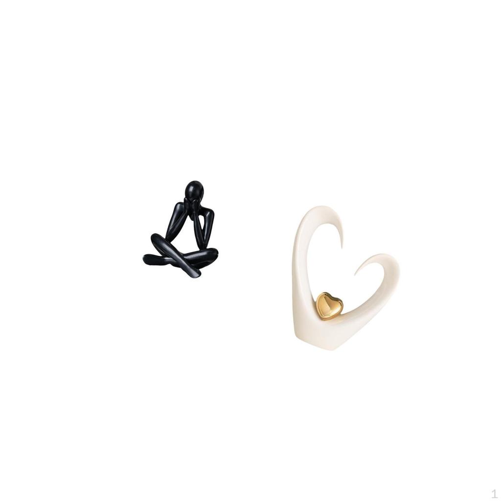 Abstract Heart Figure Sculpture Minimalist Decorative Collectible Modern Statue Desktop Ornament for