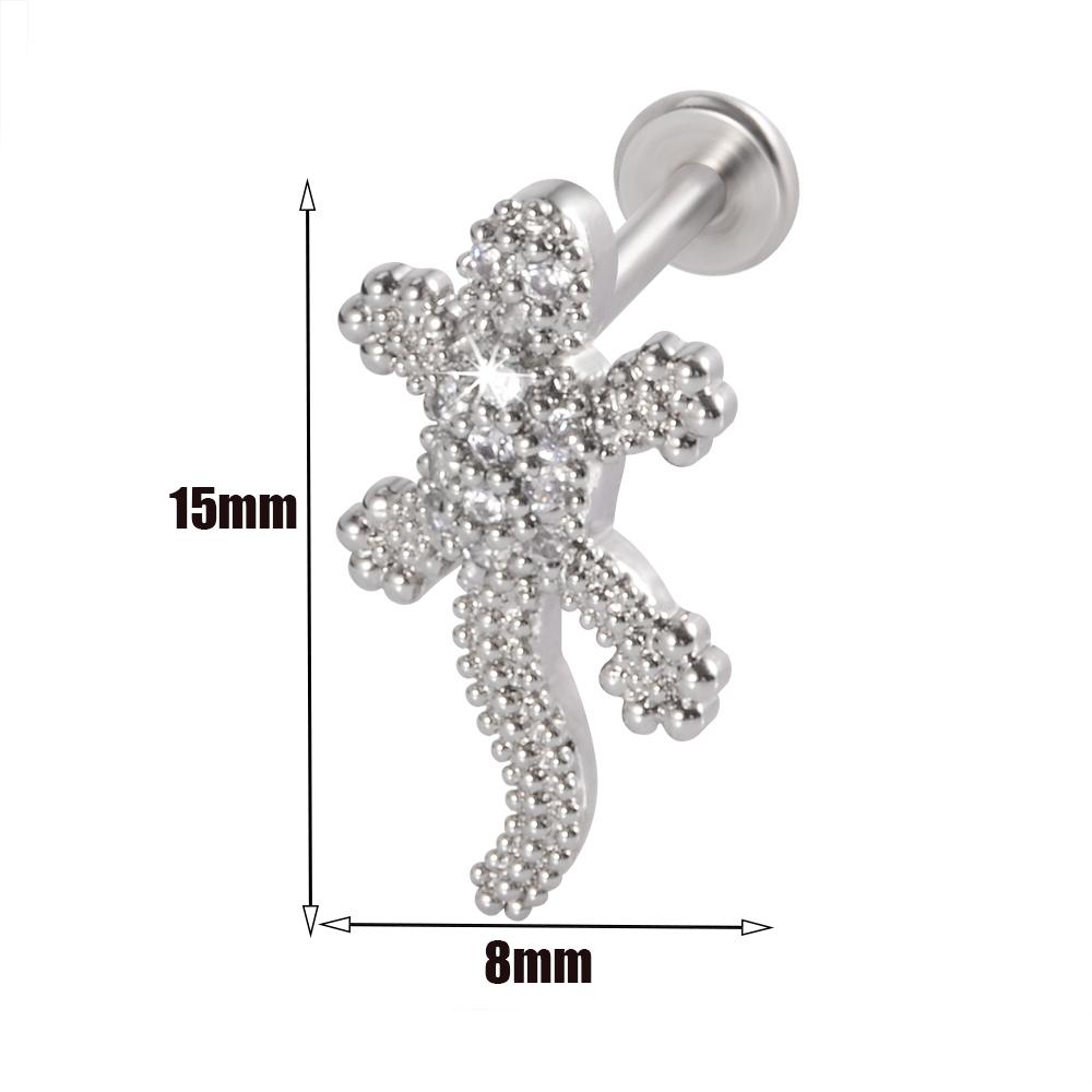 1pcs Surgical Steel Zircon Ear Stud Labret Stud Lip Ring Cartilage Helix Lobe Conch Piercing Moon Earrings Body Piercing Jewelry