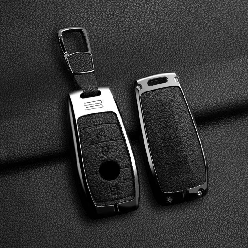Zinc Alloy Leather Car Key Holder For Mercedes Benz C E S A G Class Glc Cle Cla Glb Gls W177 W205 W213 W222 X167 Amg Key Fob