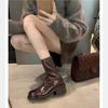 [Ushilai] French thick heel platform short boots women's spring 2025 new retro temperament versatile Martin boots