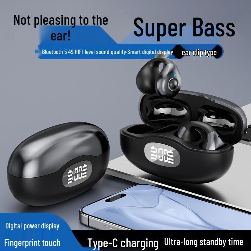 2025 H205 Bluetooth Earclip Headphones, In-Ear, Long Battery, Noise-Cancelling for Running and Sports.
