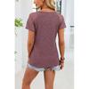 2026 Spring/Summer New Solid Color V-Neck Loose Lace Short-Sleeve T-Shirt for Women