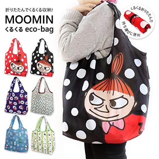 Small Planet MOOMIN Moomin Roll-Up Shopping Bag, Little My with Flower Flyer, Navy, MMAP3669, Small