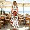 Women's Sleeveless Bohemian Maxi Dress Large Floral Print Lightweight Flowy Slimming Summer Casual Versatile Daily Outing Dress