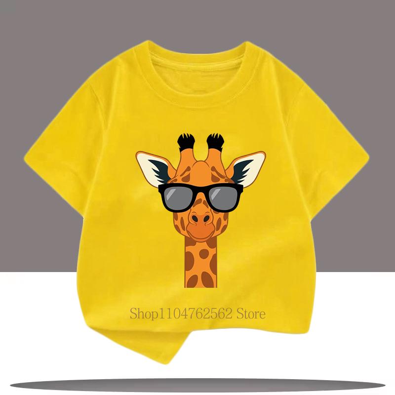 Cool Giraffe Print Teenager Tshirts Children Clothing Summer Boys Girls Casual Fashion Funny Colorful Kids Short Sleeve Tees