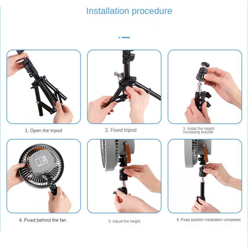 Camping Fan Multifunction USB Desk Tripod Stand Air Cooler Fan 10000Mah With Night Light For Outdoor Ceiling Fan