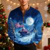Mens Christmas Sweater Zip Up Sweatshirts Vintage Knit Graphic Sweatshirt Xmas Stand Collar Pullover