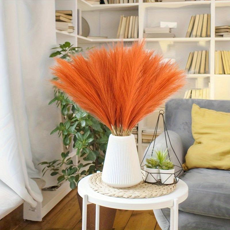 20pcs Vivid Orange Imitation Pampas Grass Set - 22 Inches High for Bohemian Home and Wedding Decor, No Vase Included