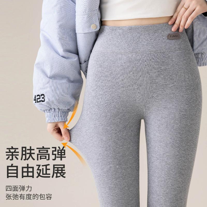 Autumn and winter new threaded cotton velvet women's outer wear leggings, thin belly, slim body, high waist and thickened nine-point pants