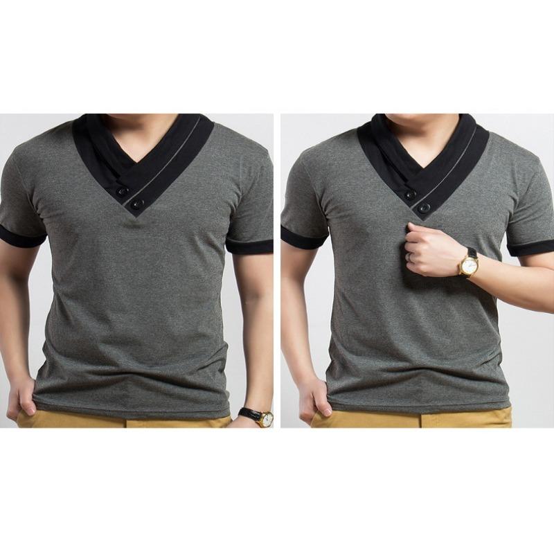 Men Color Splicing Short Sleeve Casual T Shirt