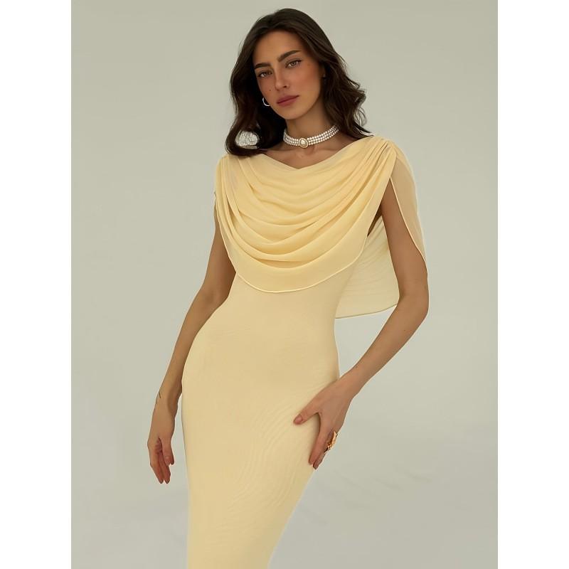 Elegant Solid Color Fitted Sleeveless Dress With High Waist Flared Hem Date Night Or Party Occasion