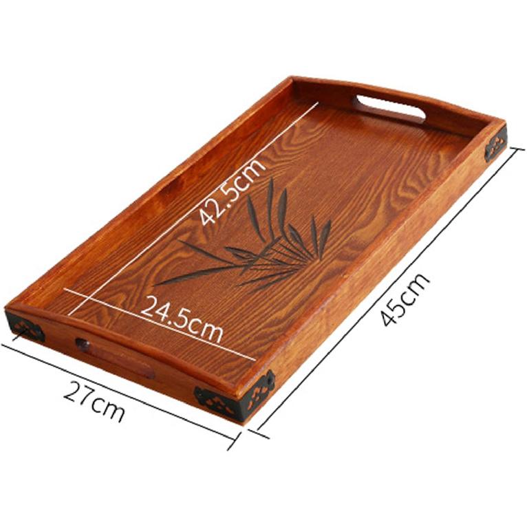 Solid Wood Serving Tray,Wooden Trays for Tea/Coffee/Wine/Food-Used As Rectangular Wooden Platter/Decorative Tray/Breakfast Tray/Party